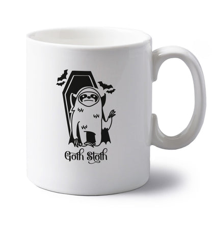Goth Sloth left handed white ceramic mug 