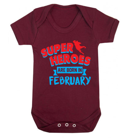 superheroes are born in February Baby Vest maroon 18-24 months