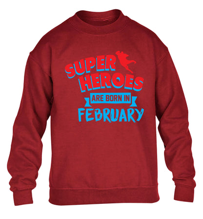 superheroes are born in February children's grey sweater 12-13 Years