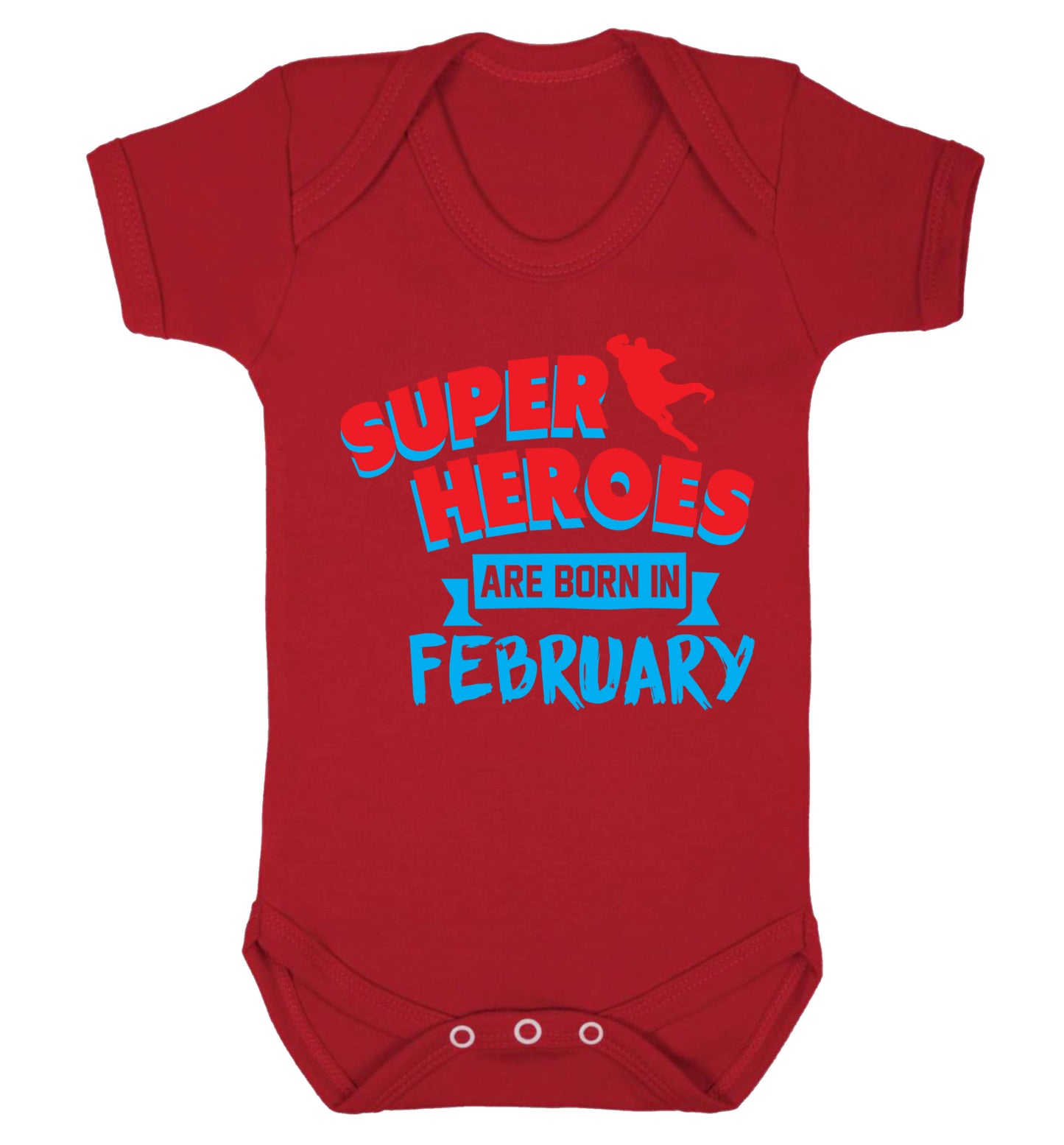 superheroes are born in February Baby Vest red 18-24 months