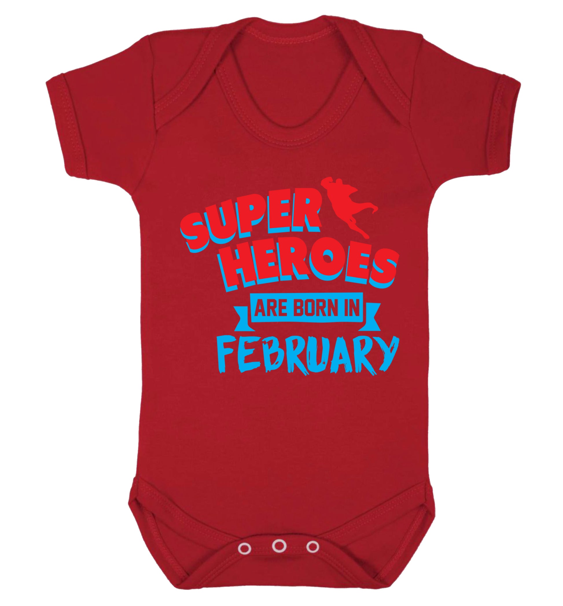 superheroes are born in February Baby Vest red 18-24 months