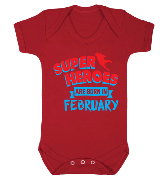 superheroes are born in February Baby Vest red 18-24 months