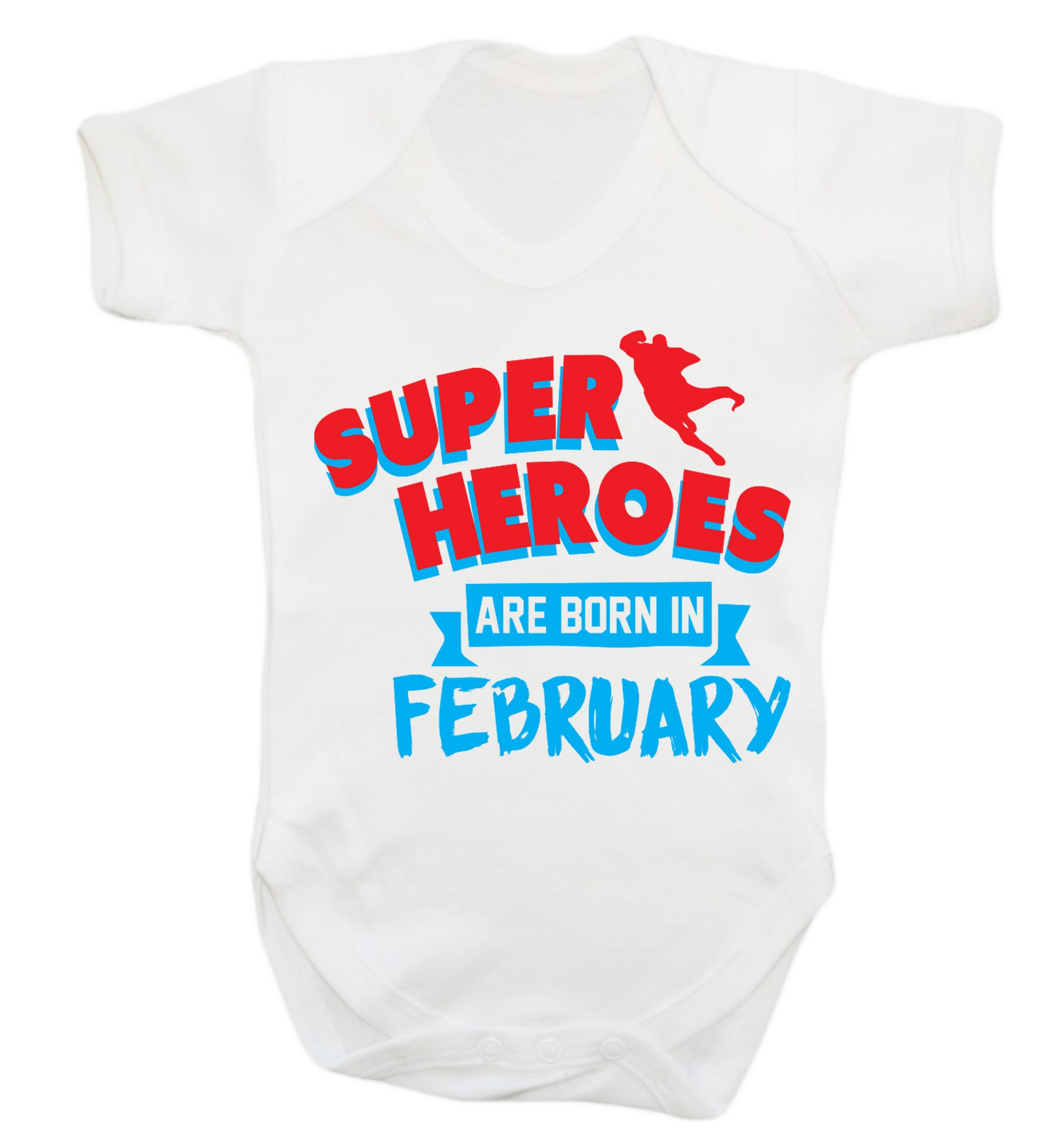 superheroes are born in February Baby Vest white 18-24 months