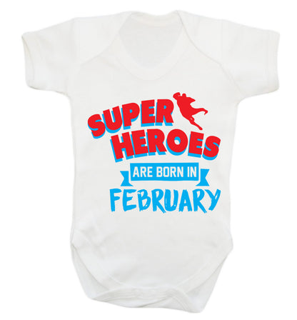 superheroes are born in February Baby Vest white 18-24 months