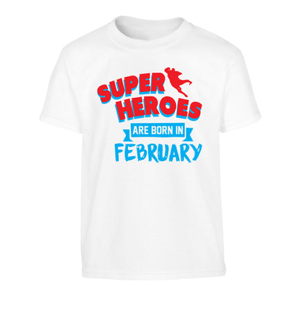 superheroes are born in February Children's white Tshirt 12-13 Years