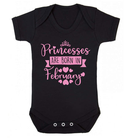 Princesses are born in February Baby Vest black 18-24 months