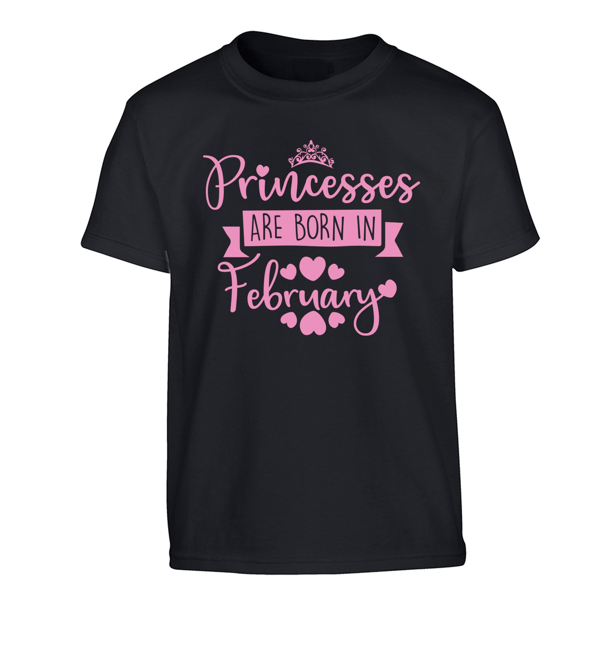 Princesses are born in February Children's black Tshirt 12-13 Years