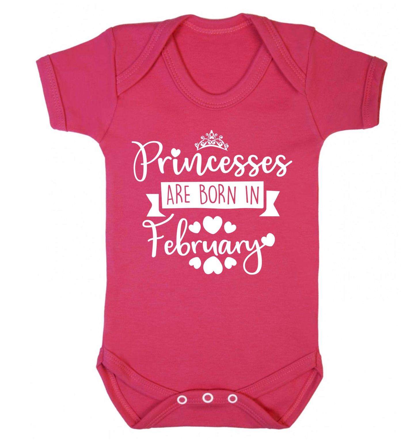 Princesses are born in February Baby Vest dark pink 18-24 months