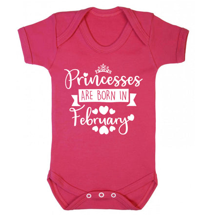 Princesses are born in February Baby Vest dark pink 18-24 months