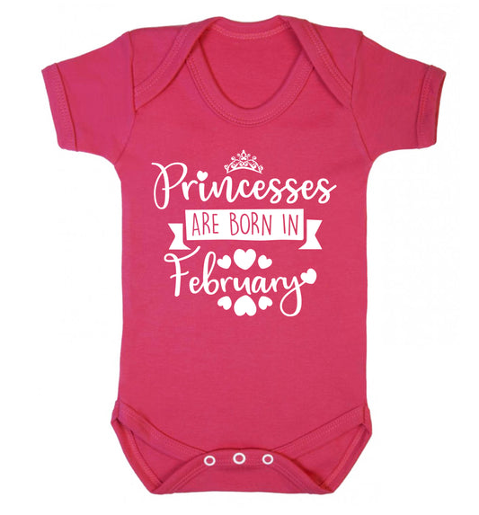 Princesses are born in February Baby Vest dark pink 18-24 months