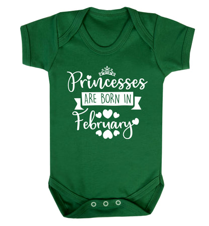Princesses are born in February Baby Vest green 18-24 months