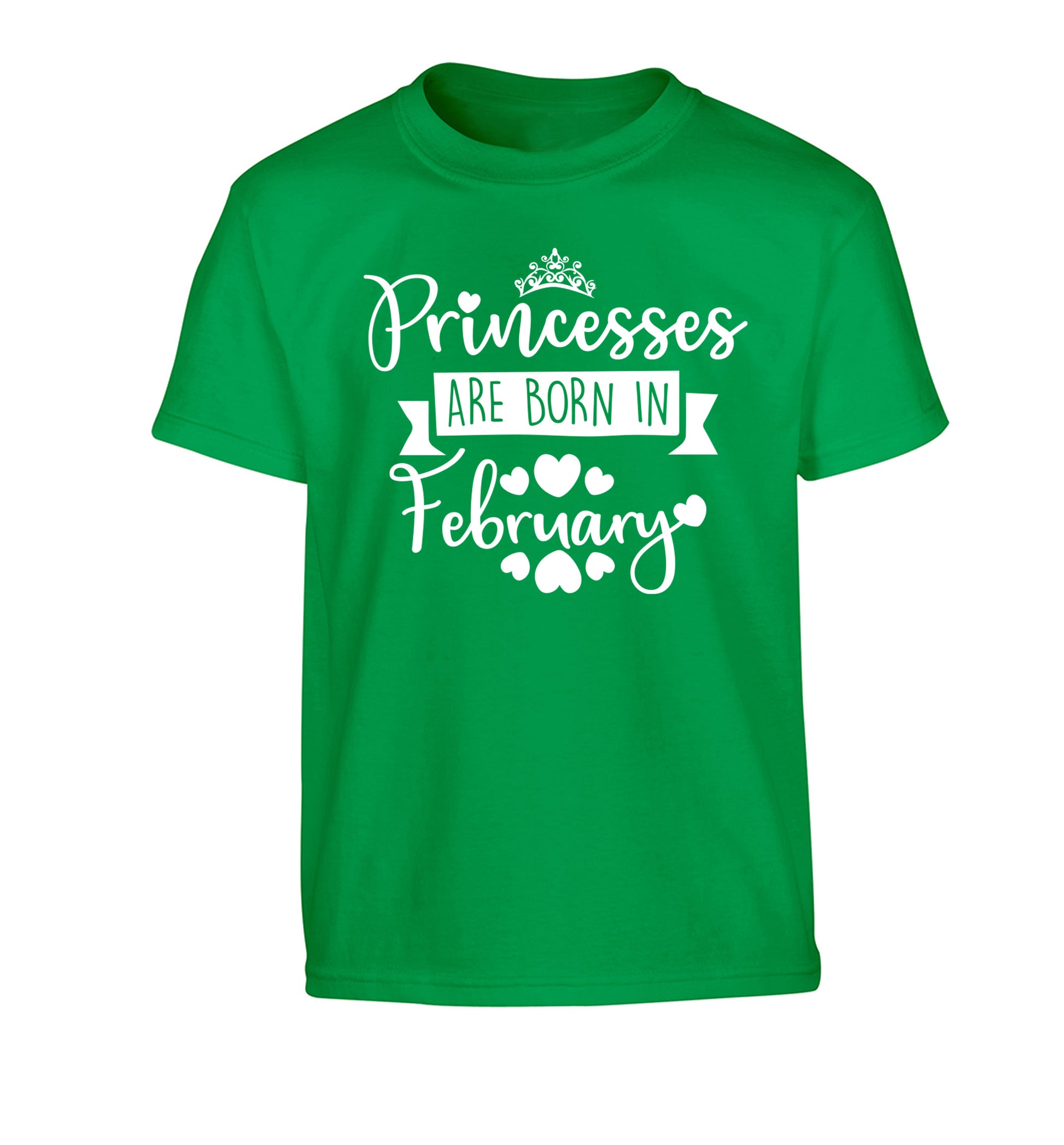 Princesses are born in February Children's green Tshirt 12-13 Years