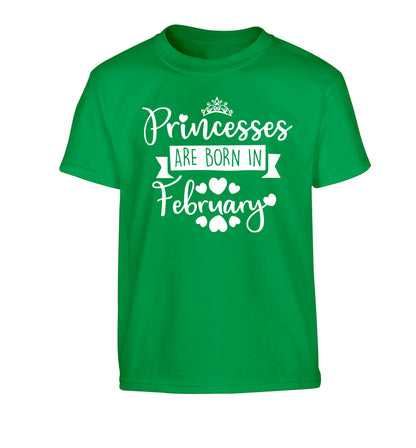 Princesses are born in February Children's green Tshirt 12-13 Years