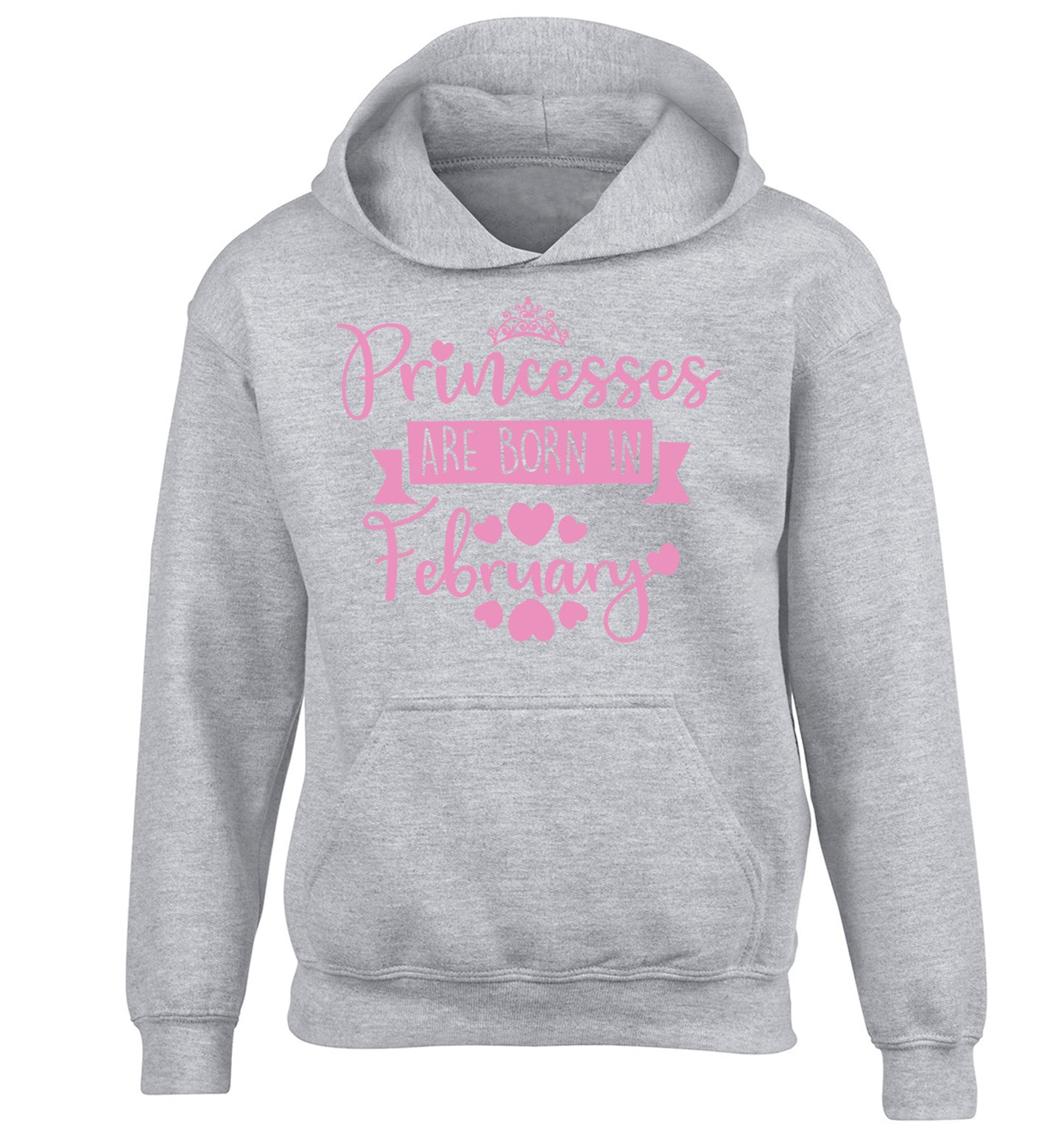 Princesses are born in February children's grey hoodie 12-13 Years