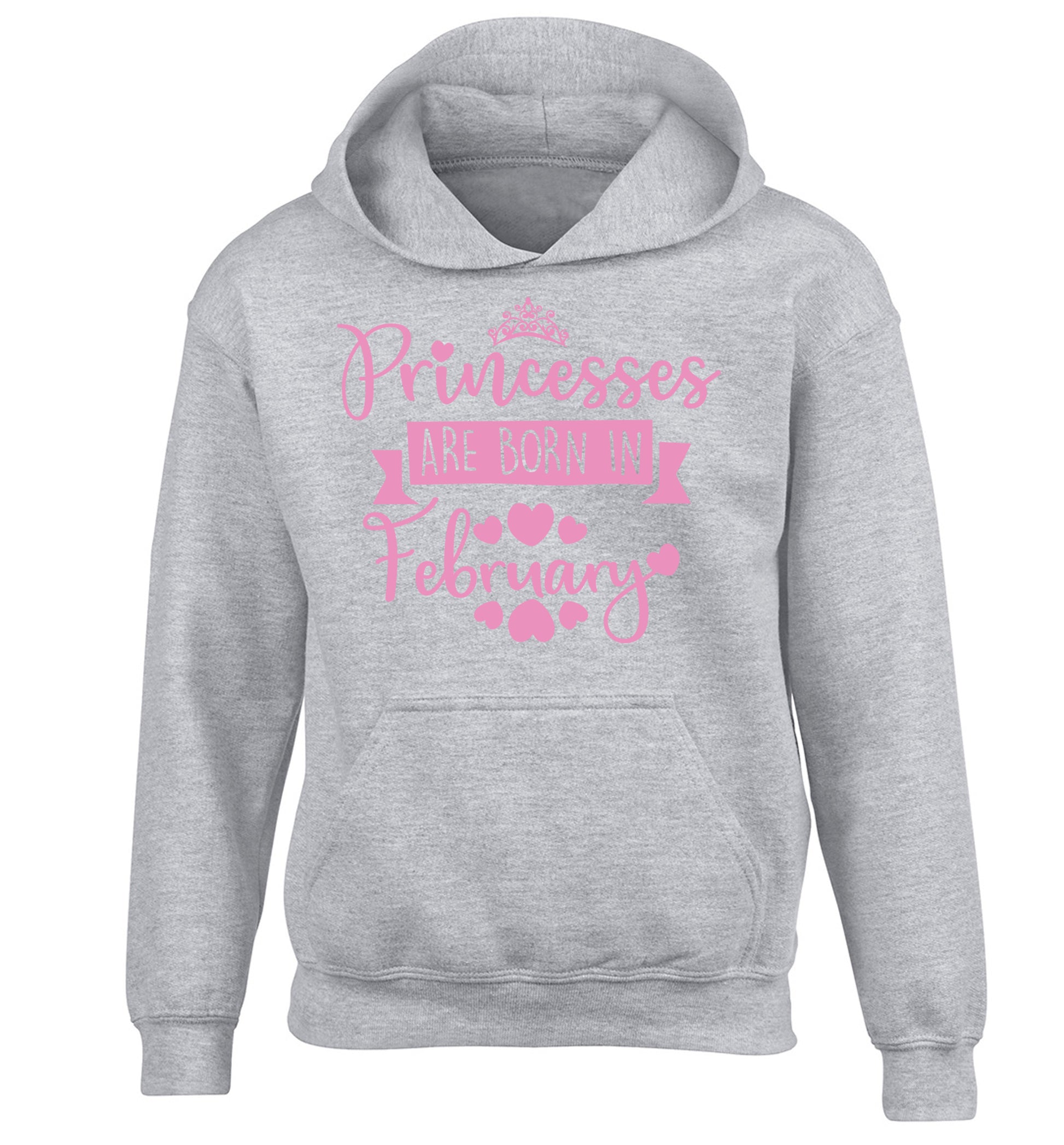 Princesses are born in February children's grey hoodie 12-13 Years