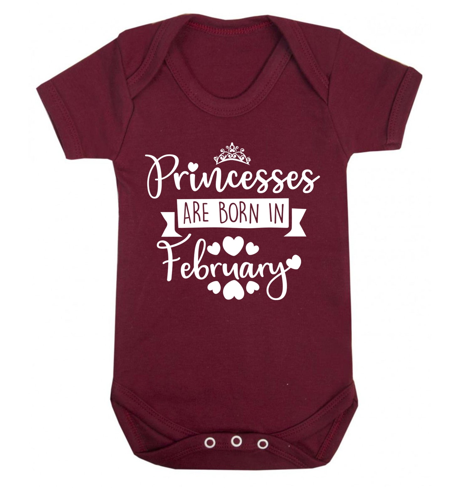 Princesses are born in February Baby Vest maroon 18-24 months