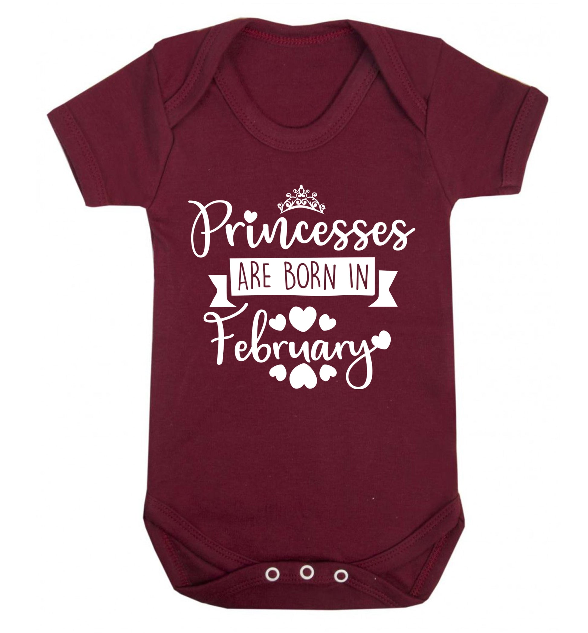 Princesses are born in February Baby Vest maroon 18-24 months