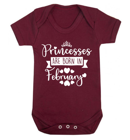 Princesses are born in February Baby Vest maroon 18-24 months