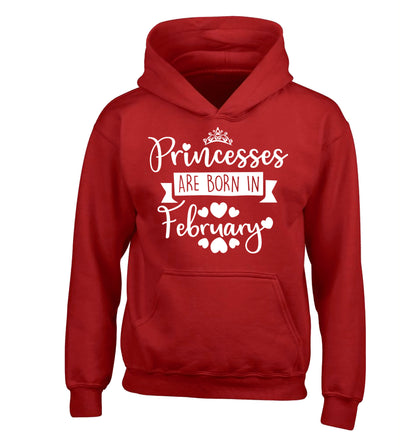 Princesses are born in February children's red hoodie 12-13 Years