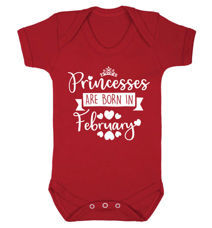 Princesses are born in February Baby Vest red 18-24 months