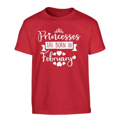Princesses are born in February Children's red Tshirt 12-13 Years
