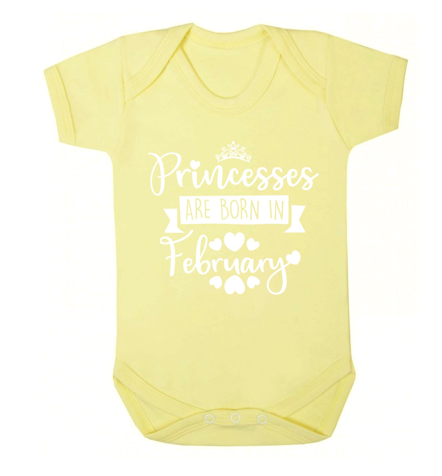 Princesses are born in February Baby Vest pale yellow 18-24 months