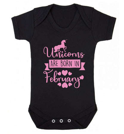 Unicorns are born in February Baby Vest black 18-24 months