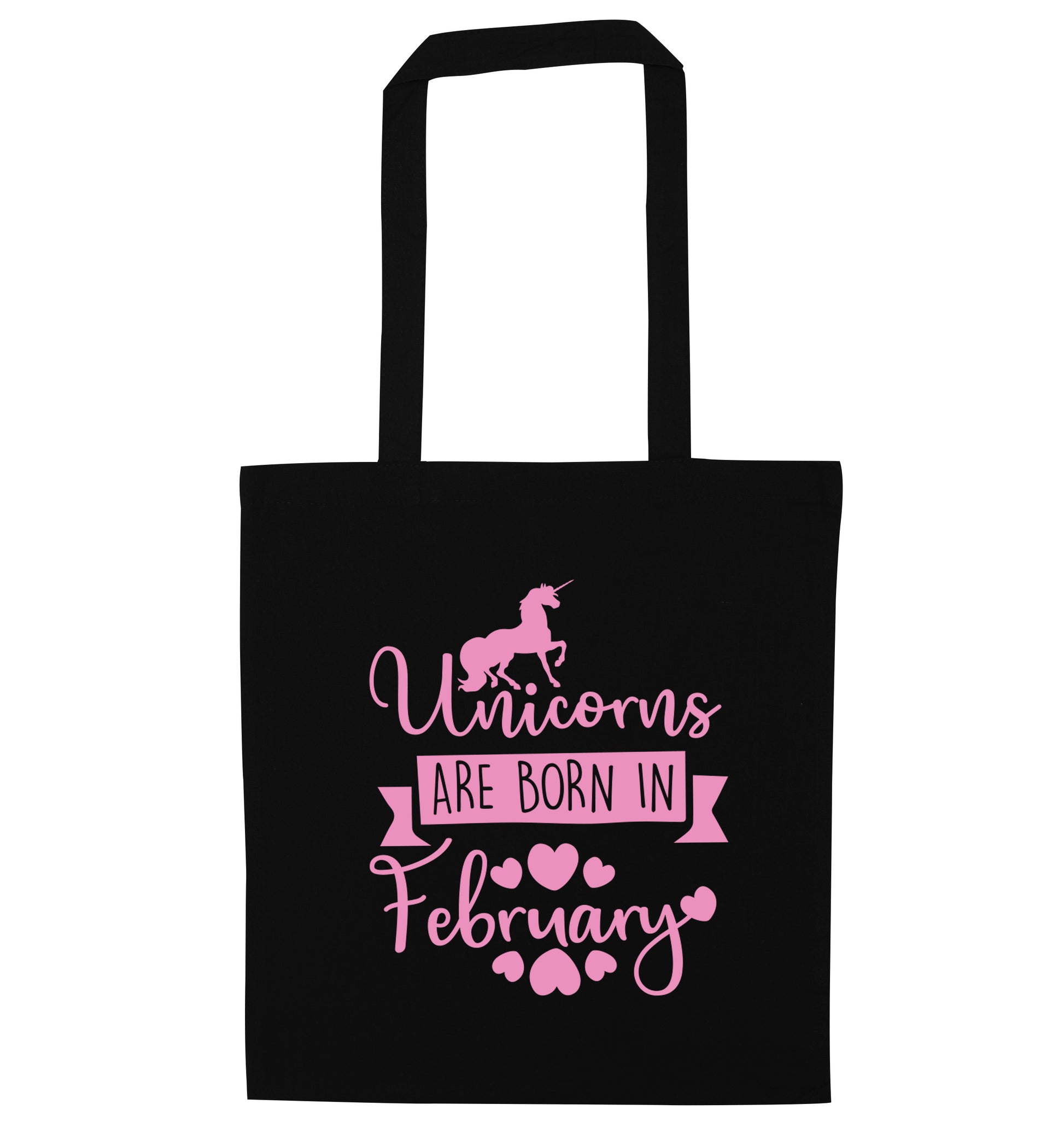 Unicorns are born in February black tote bag