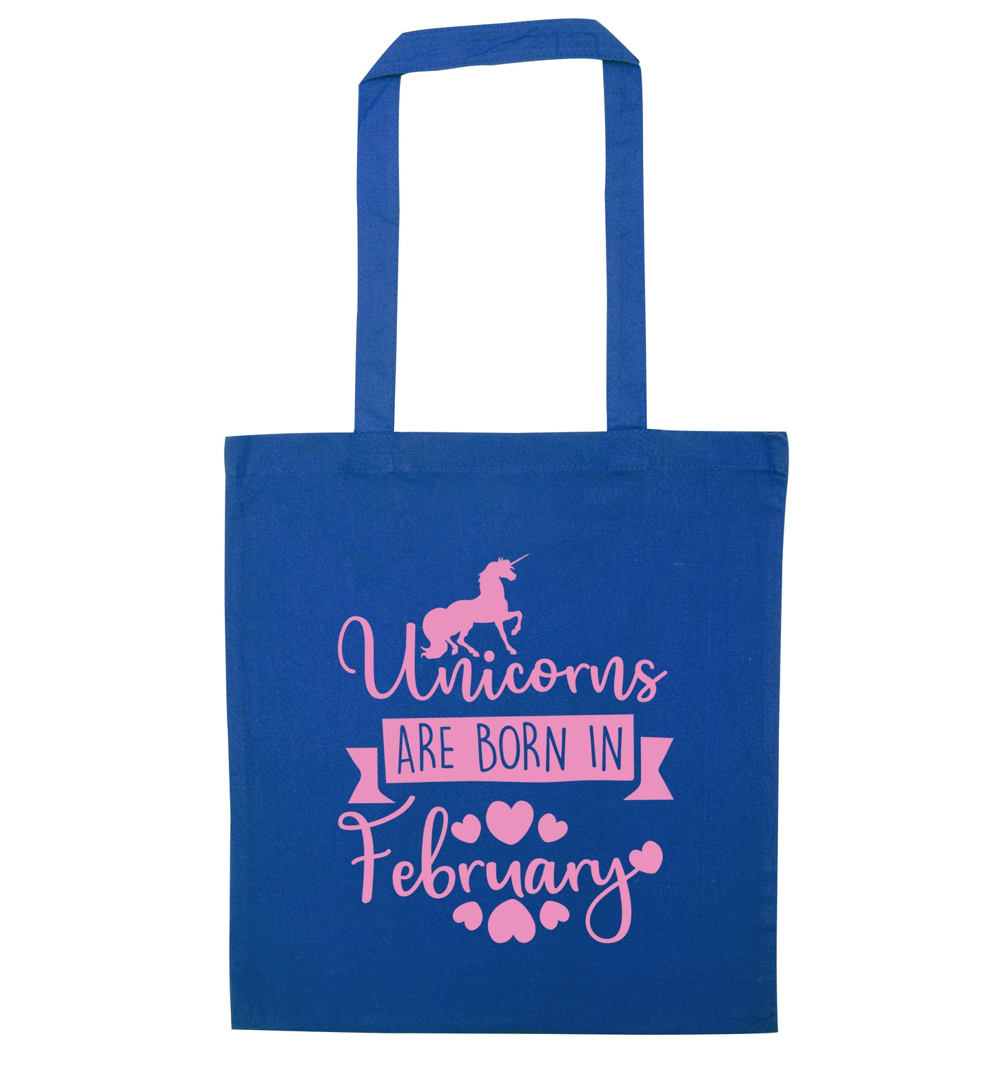 Unicorns are born in February blue tote bag