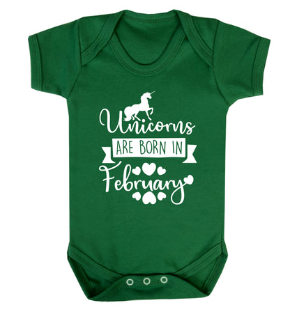 Unicorns are born in February Baby Vest green 18-24 months