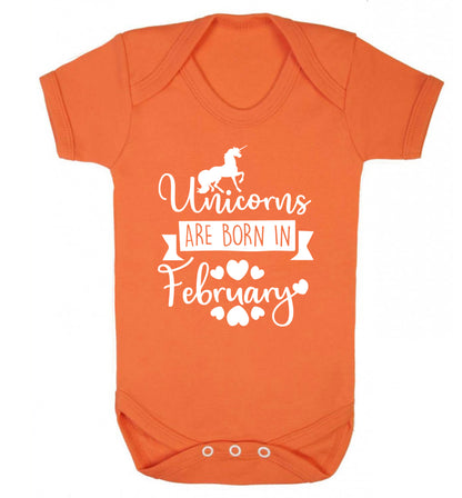 Unicorns are born in February Baby Vest orange 18-24 months