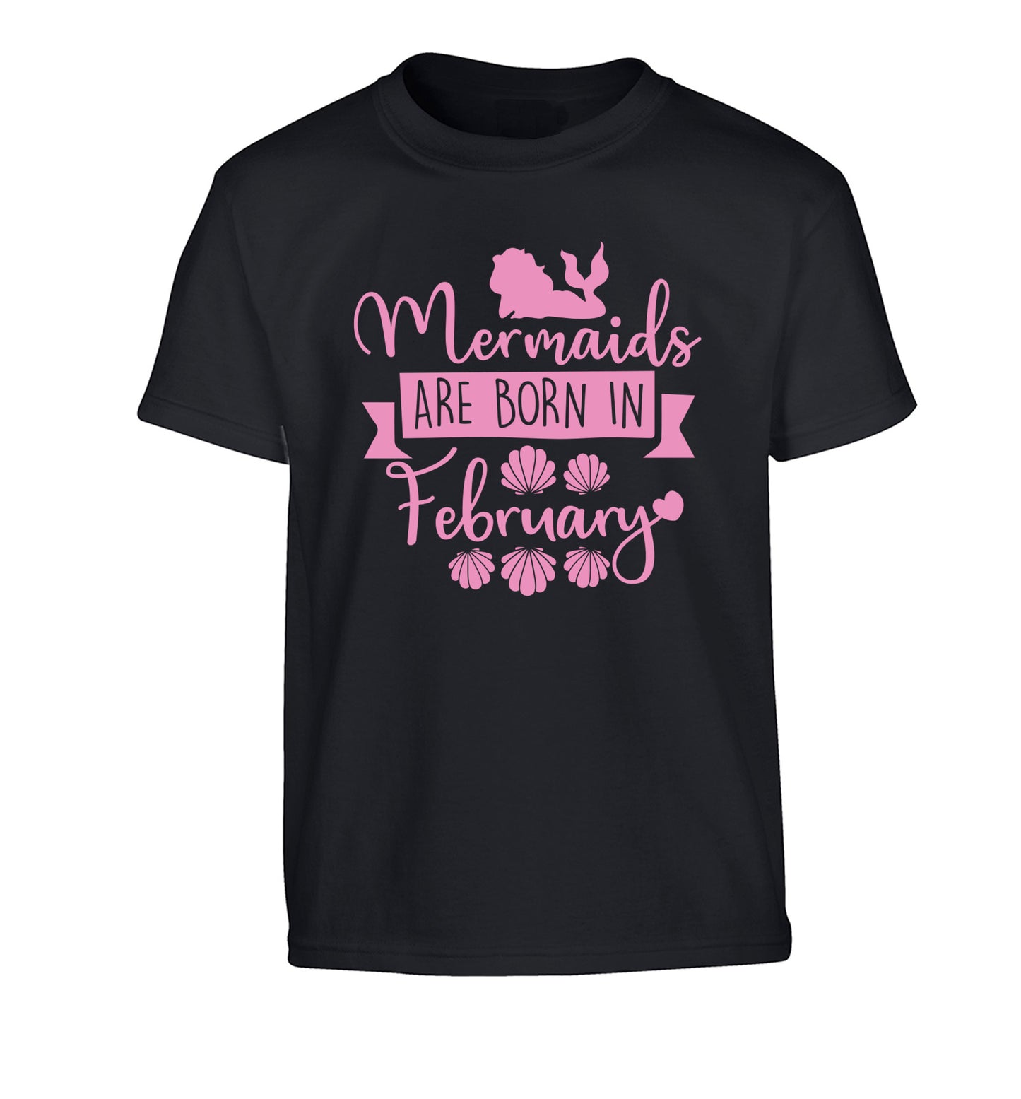 Mermaids are born in February Children's black Tshirt 12-13 Years