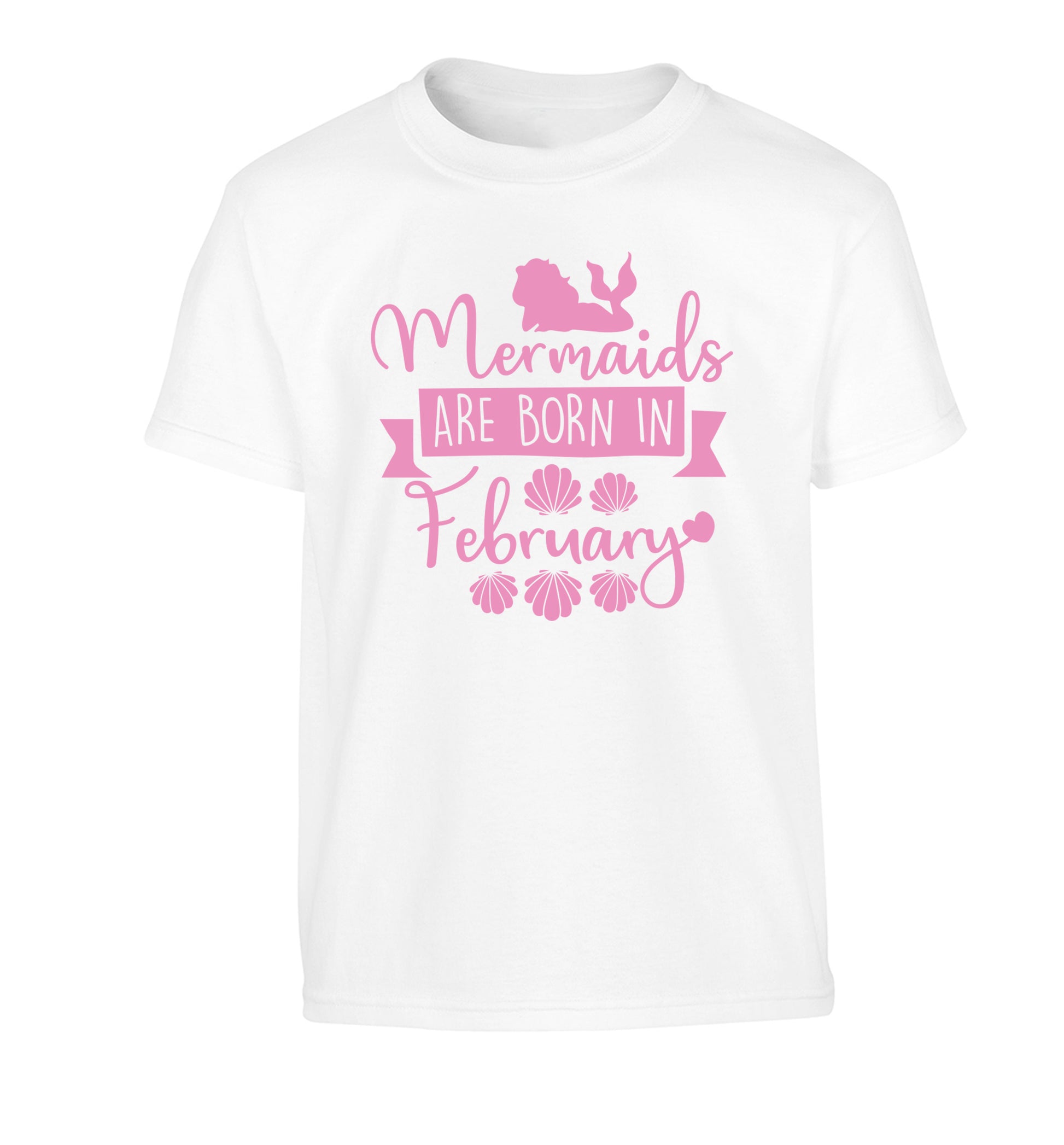 Mermaids are born in February Children's white Tshirt 12-13 Years