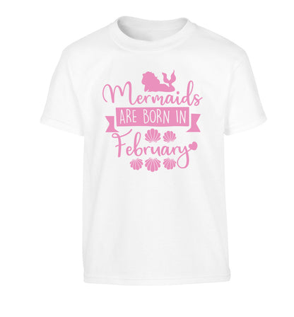 Mermaids are born in February Children's white Tshirt 12-13 Years