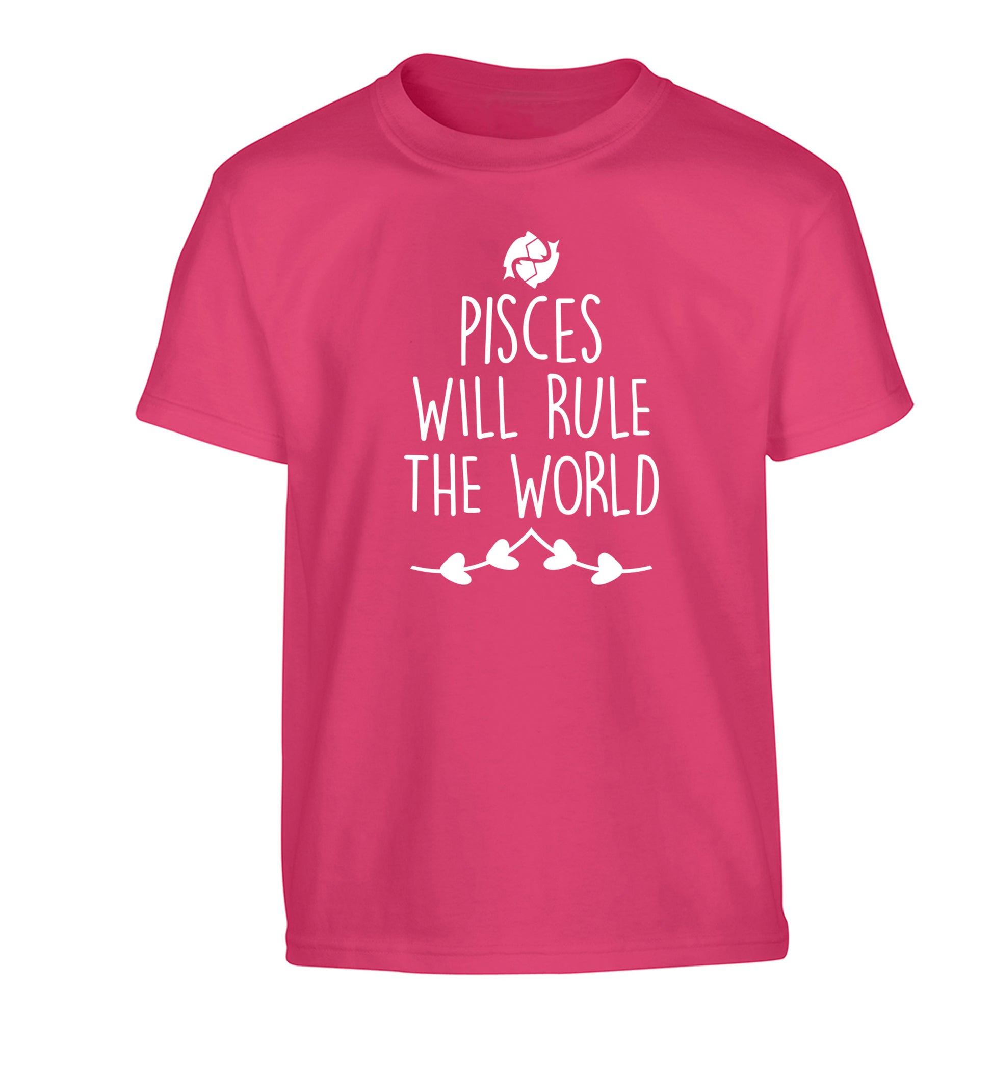 Pisces will run the world Children's pink Tshirt 12-13 Years