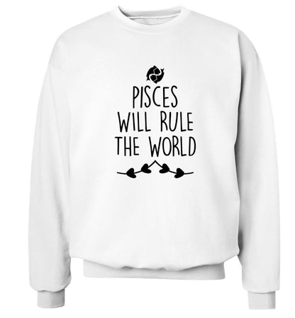 Pisces will run the world Adult's unisex white Sweater 2XL