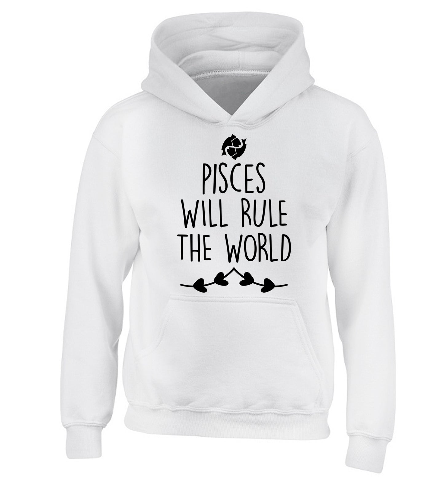 Pisces will run the world children's white hoodie 12-13 Years