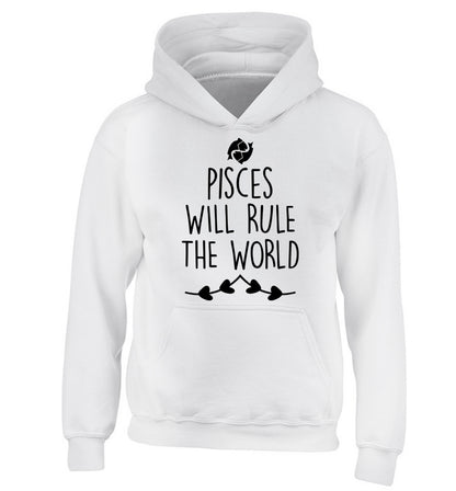 Pisces will run the world children's white hoodie 12-13 Years
