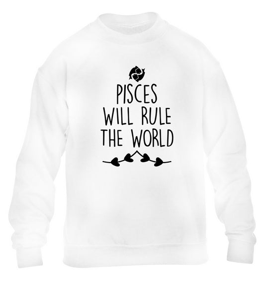 Pisces will run the world children's white sweater 12-13 Years