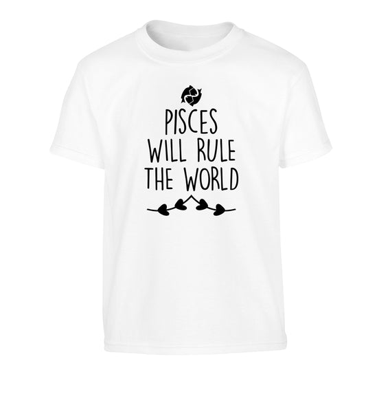 Pisces will run the world Children's white Tshirt 12-13 Years