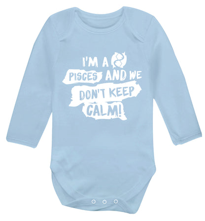I'm a pisces and we don't keep calm Baby Vest long sleeved pale blue 6-12 months