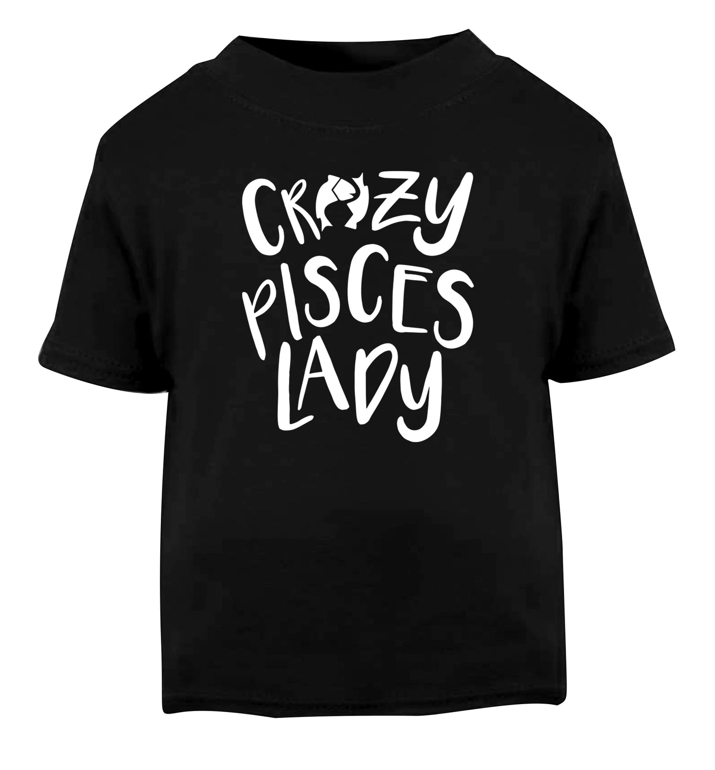 Crazy pisces Lady Black Baby Toddler Tshirt 2 years