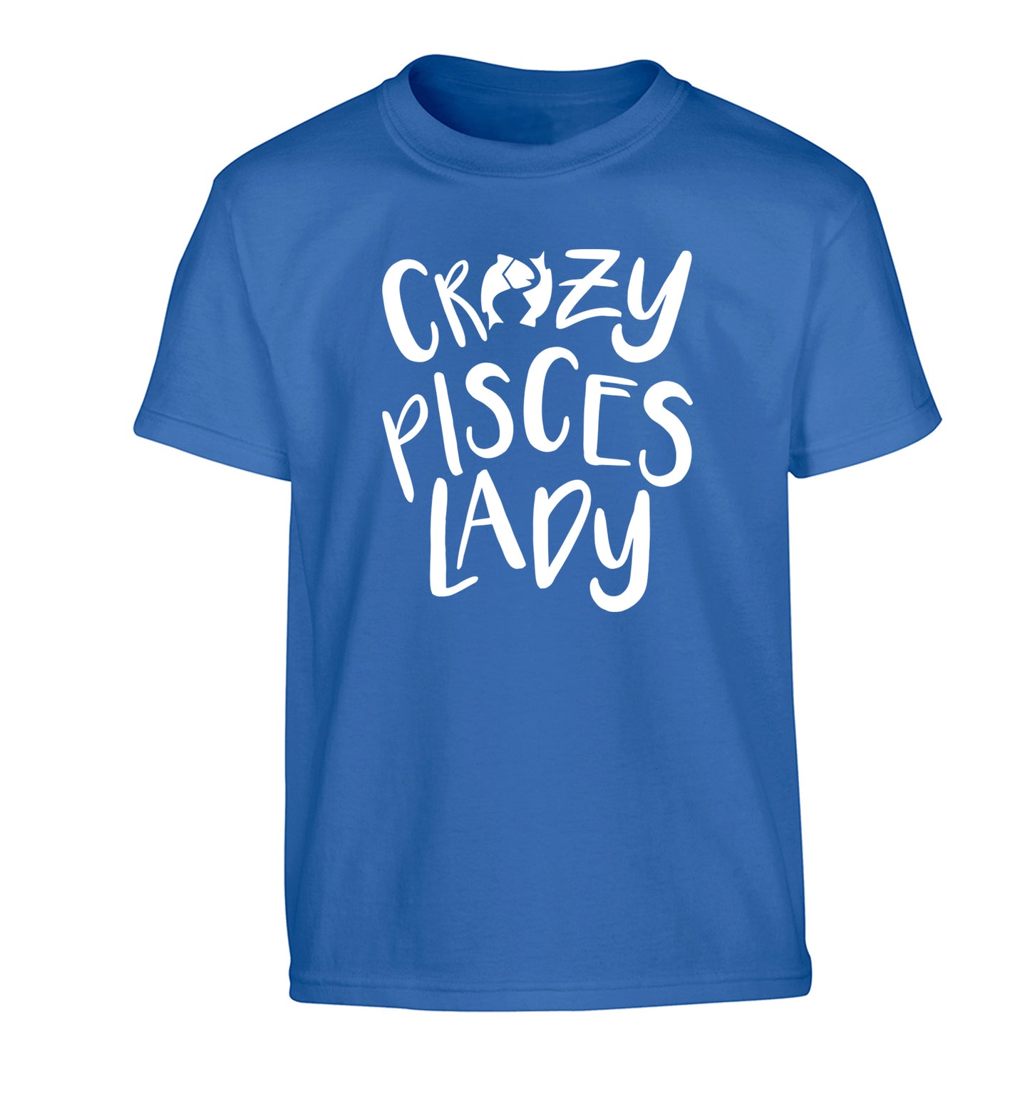 Crazy pisces Lady Children's blue Tshirt 12-13 Years