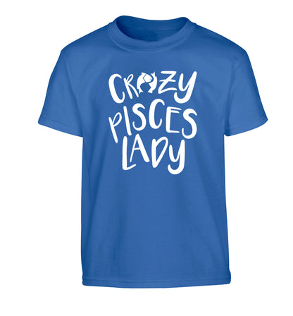 Crazy pisces Lady Children's blue Tshirt 12-13 Years