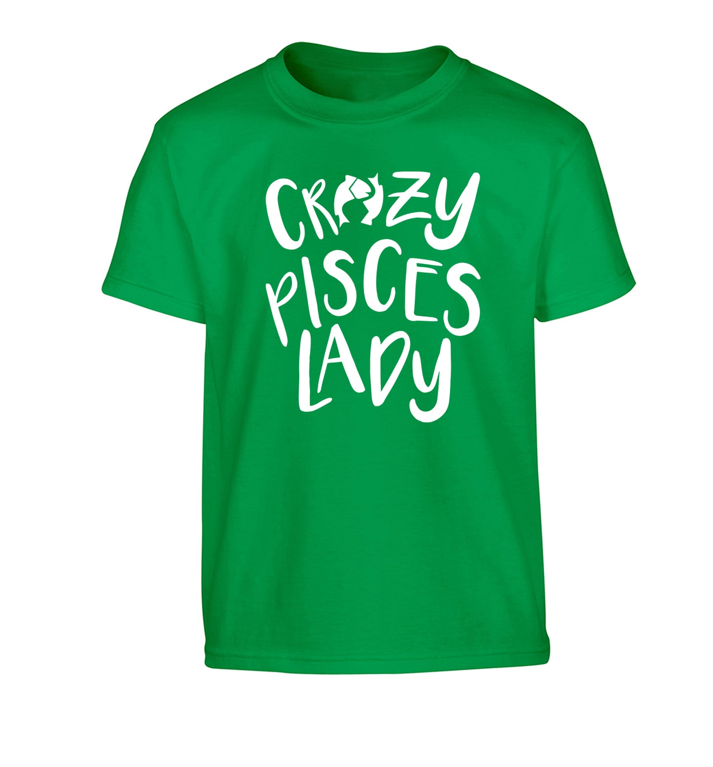 Crazy pisces Lady Children's green Tshirt 12-13 Years