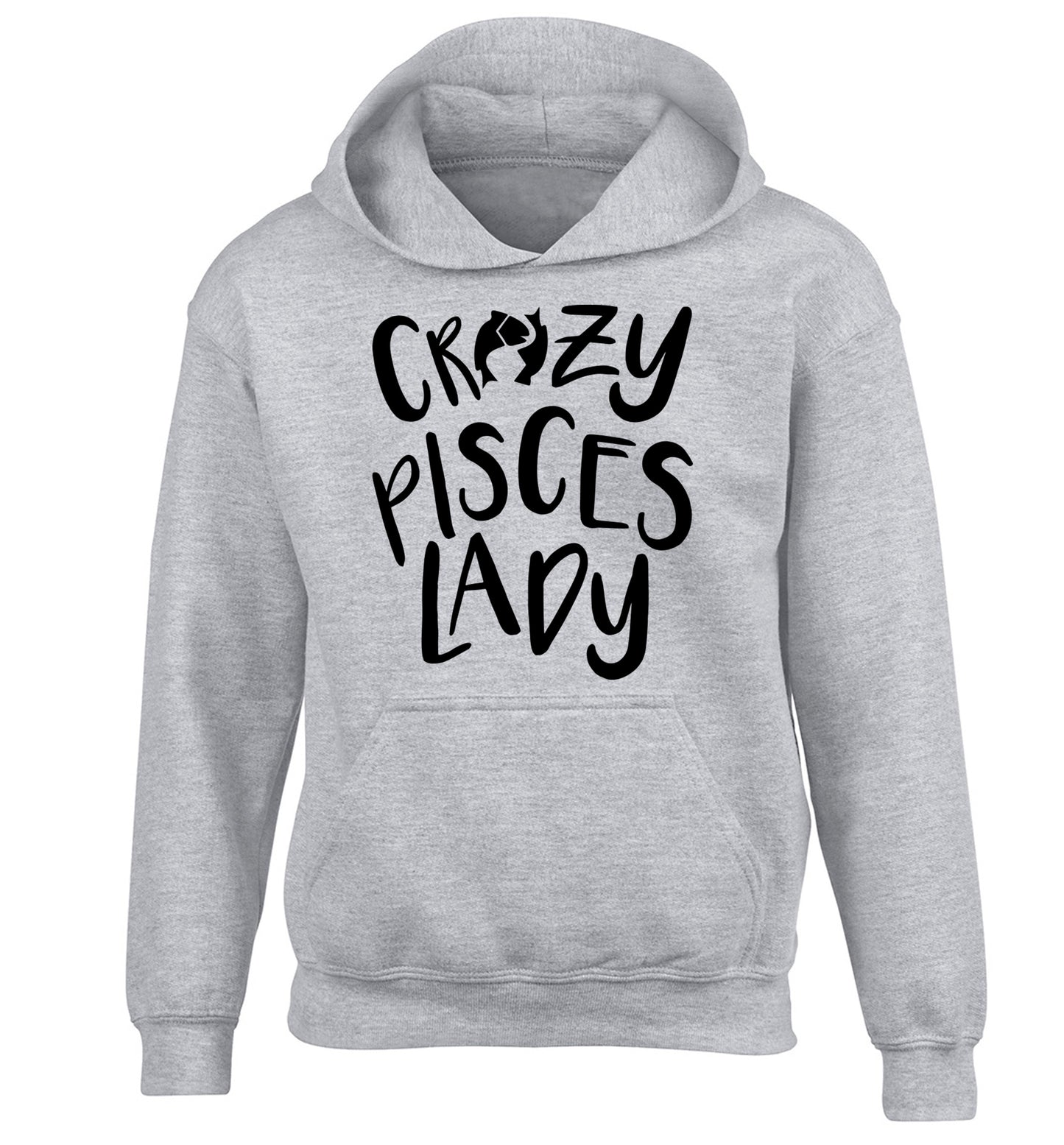 Crazy pisces Lady children's grey hoodie 12-13 Years