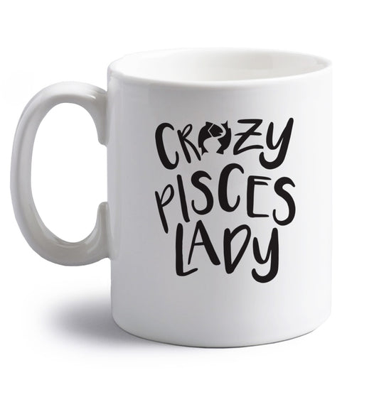 Crazy pisces Lady right handed white ceramic mug 