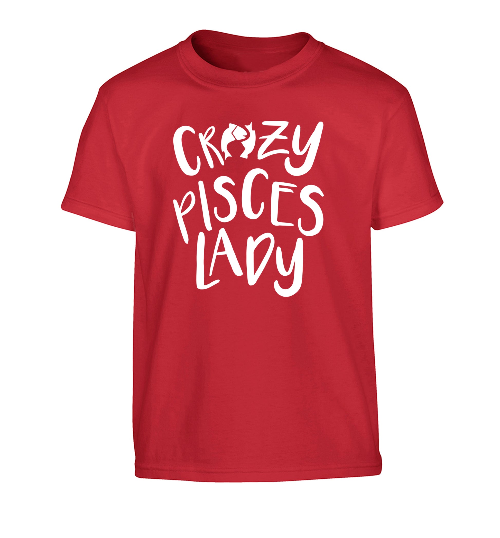 Crazy pisces Lady Children's red Tshirt 12-13 Years