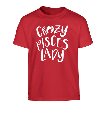 Crazy pisces Lady Children's red Tshirt 12-13 Years