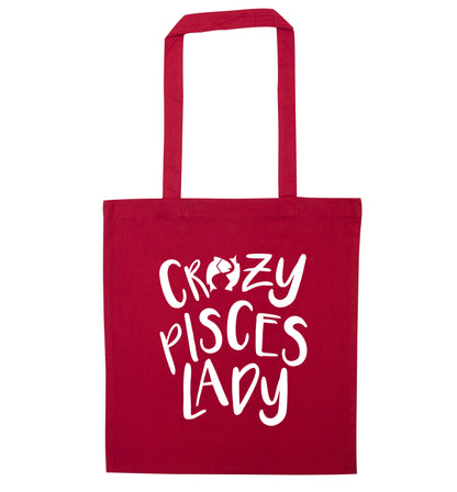 Crazy pisces Lady red tote bag